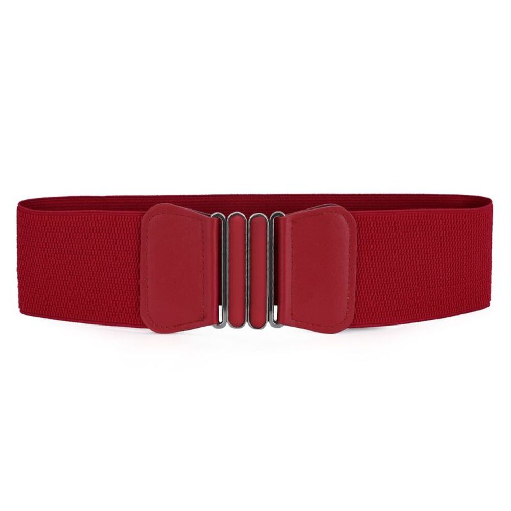 Bowknot Shaped Interlocking Buckle Elastic Belt Waistband Red One Size